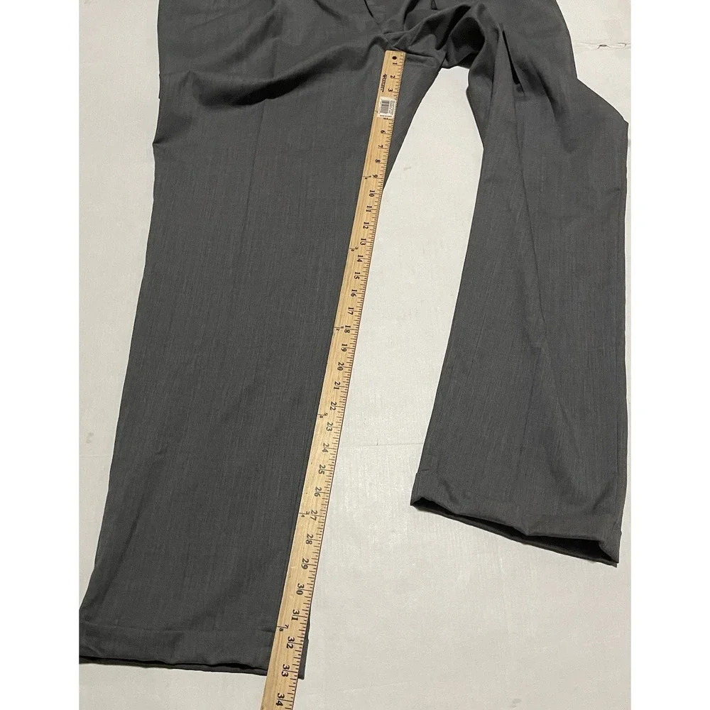 Hart Schaffner Marx Mens Dress Pants GRAY 42 x 33 WOOL Cuffed Hem PLEATED Casual